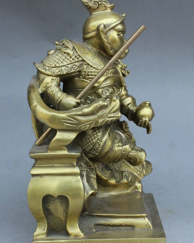 9 &quotдракон халат китайский XiYouJi Чистая латунь Обезьяна Король солнце Укун статуя
