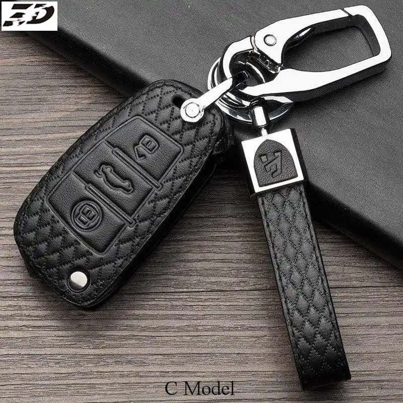 C Model Black Натуральная кожа, автомобильные аксессуары, брелок чехол для Audi A1 A2 A3 A4 A5 A6 A7 TT Q3 Q5 Q7 R8 S6 S7 S8 SQ5 RS5 Флип складной держатель для ключей - Название цвета: C Model Black