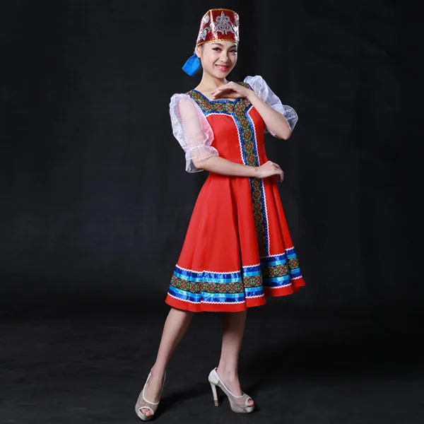 На заказ, русские народные танцевальные костюмы с головным убором, русская сценическая танцевальная одежда, розничная и HF1276