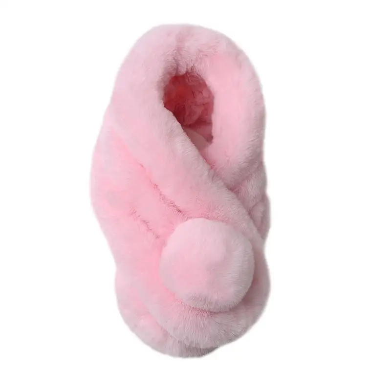 Light Pink Зимний теплый шарф-кольцо, плюшевый искусственный мех кролика, шарф-кольцо, Одноцветный воротник, накидка для девушек, женщин, зимние мягкие теплые шарфы для шеи - Цвет: Light Pink