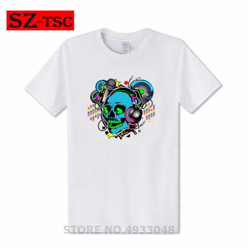 Мужская футболка с круглым вырезом и принтом черепа 30 цветов|Мужские футболки| |