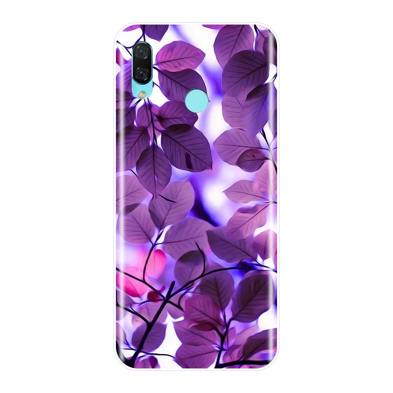 Мягкий чехол для телефона Huawei Nova 3 3I 3E 2i 2 Lite Plus силиконовый накладка с фиолетовыми