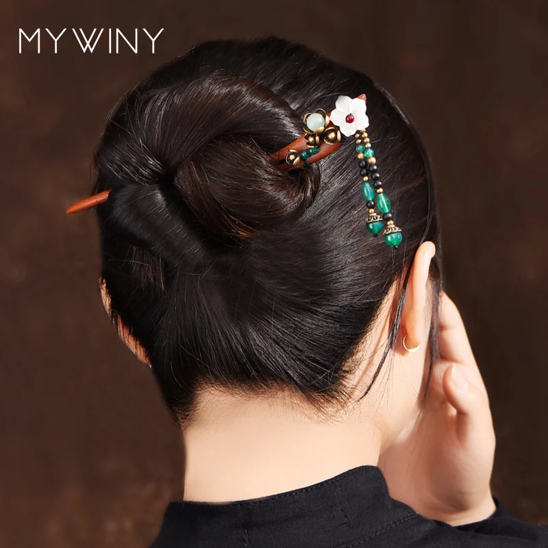 MYWINY Модные Винтажные Украшения для волос из сандалового дерева винтажные
