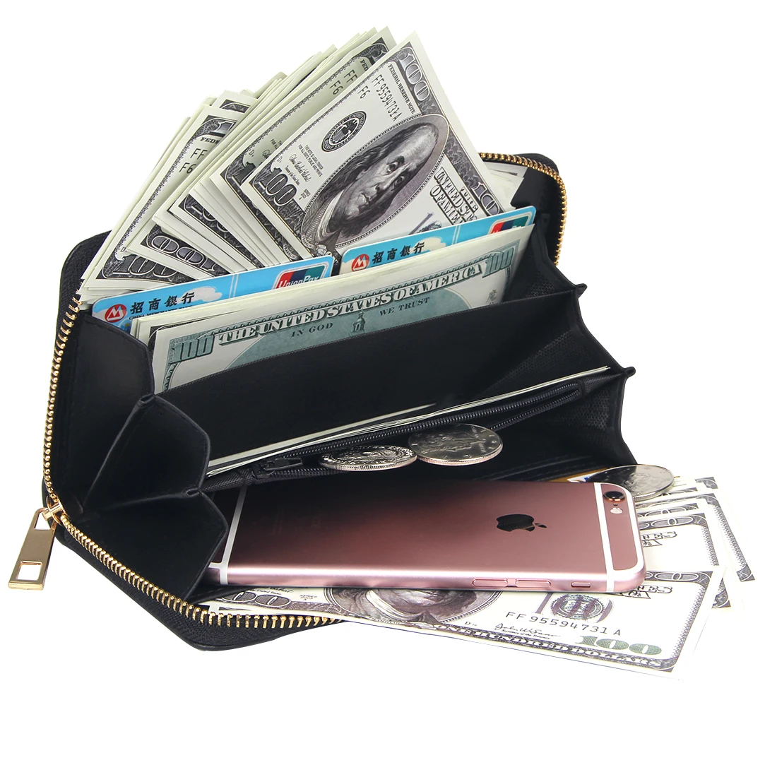 Женский Длинный кошелек из ПУ кожи на молнии с блестками|wallet pu leather|wallet pupurse card holder