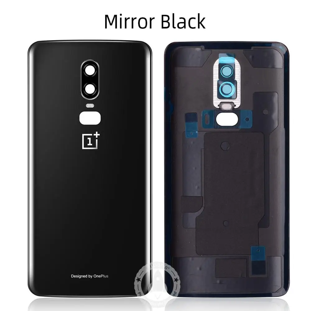 Корпус для Oneplus 6 задняя крышка для One Plus 6 Батарейная дверь настоящая задняя крышка стекло телефон Корпус чехол запасные части - Цвет: Black