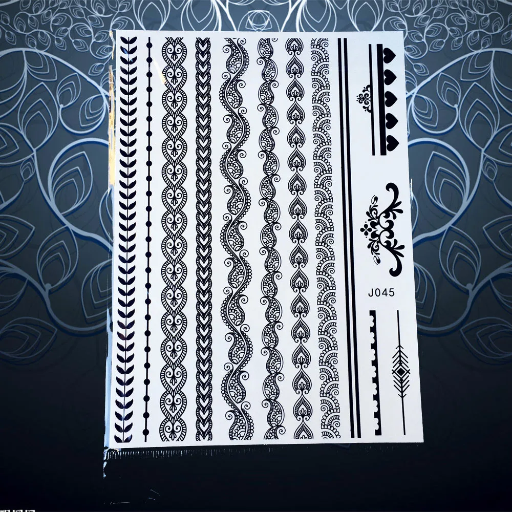 1 шт. сексуальные черные чернила хна тату цветок дизайн водонепроницаемые Пастер