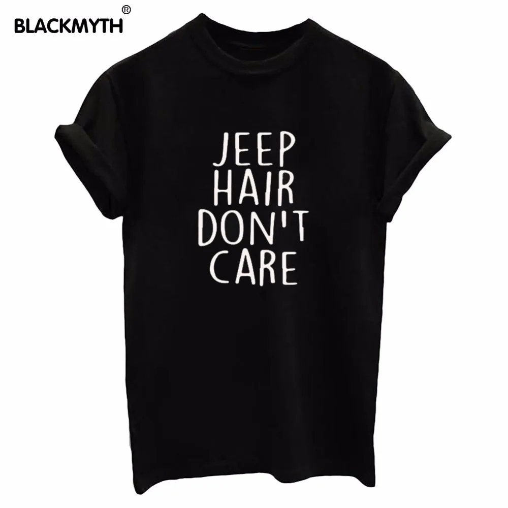 JEEP HAIR't CARE хлопковая с принтом в виде надписи Женская футболка для леди черный