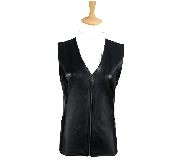 Genuine Leather Vest Womens Winter Sleeveless Jackets Warm Waistcoat Sheepskin Black Cotton Padded Suede Vest