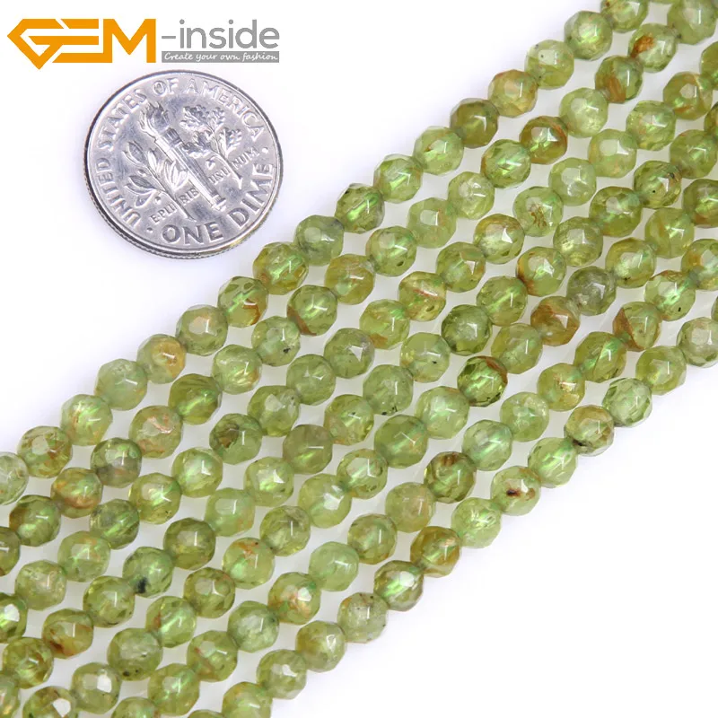 

Gem-inside Natural Green Faceted Tiny Small Spacer Seed Peridots Beads For Jewelry Making Strand 15inches DIY