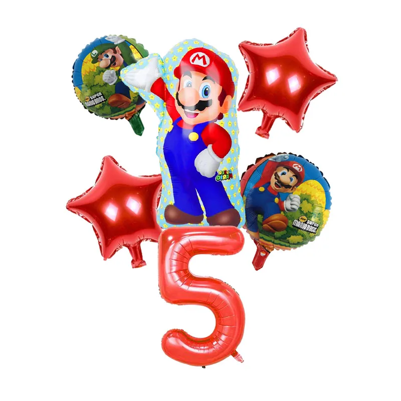 40inch number 6pcs Супер Марио тема одноразовые салфетки чашка пластина Марио тематическая вечеринка на день рождения украшения Марио Bros тематические салфетки 20 шт./упак - Цвет: 40inch number 6pcs