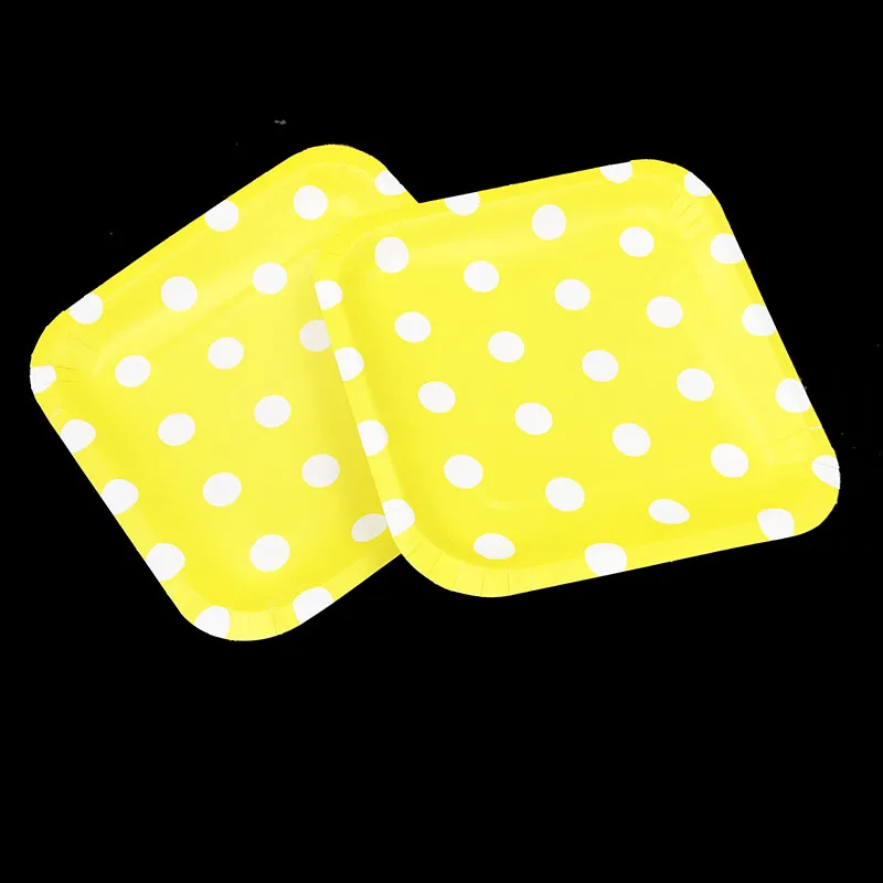 Yellow 10 шт./партия, 7 дюймов, светло-зеленые точки, одноразовые тарелки, светло-зеленые украшения для дня рождения, зеленые точки, тарелки для вечеринки - Цвет: Yellow
