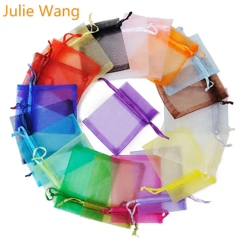 Julie Wang 5 шт. 30*40 см шифоновые ювелирные сумки органза вуаль Упаковка Сумка на год, день рождения, Рождество, Свадебная вечеринка, подарочная сумка