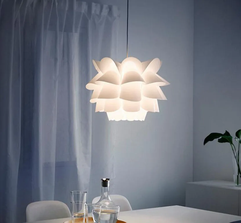 

White Flower lighting Creative Nordic Black Iron PVC Pendant Light Simple For Living Room Bedroom Dining Room Corridor Home