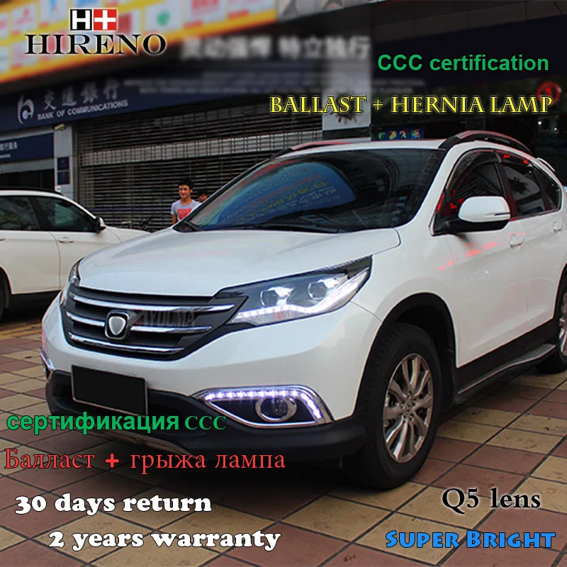 Hireno налобный фонарь для 2012-14 Honda CRV CR-V фара в сборе светодиодный DRL ангел объектив