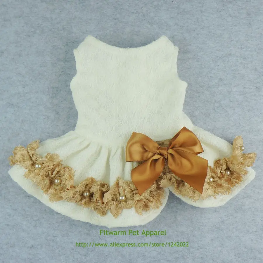 Элегантная кружевная одежда для домашних животных Fitwarm собак свадебные рубашки