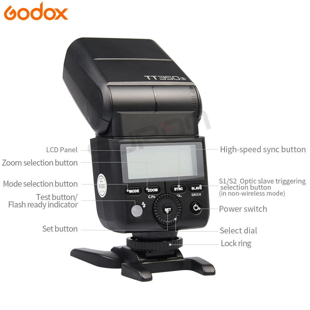 Вспышка Godox TT350 TT350S GN36 HSS TTL для камеры Sony A7 A6000 A6500 с триггерным