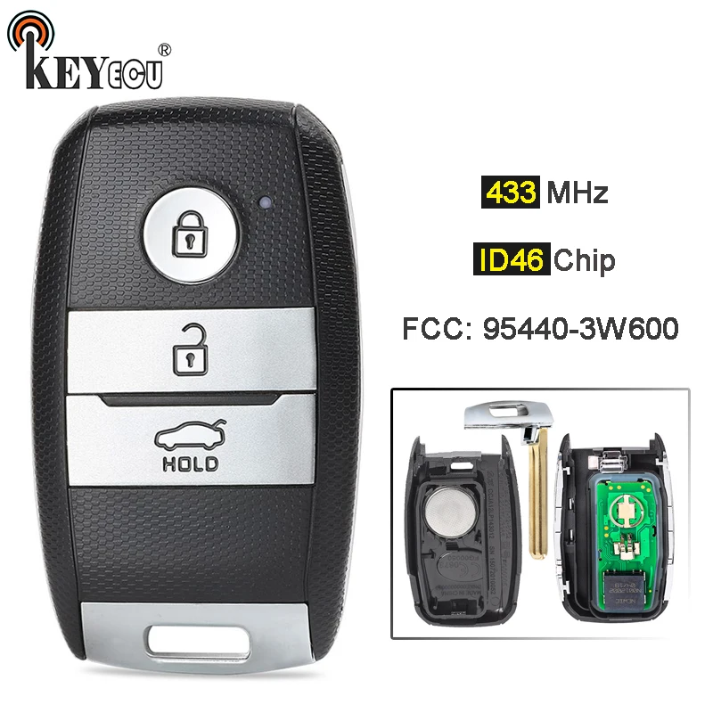 KEYECU 433 МГц ID46 чип FCC ID: 95440 3W600 замена 3 кнопки дистанционного ключа автомобиля