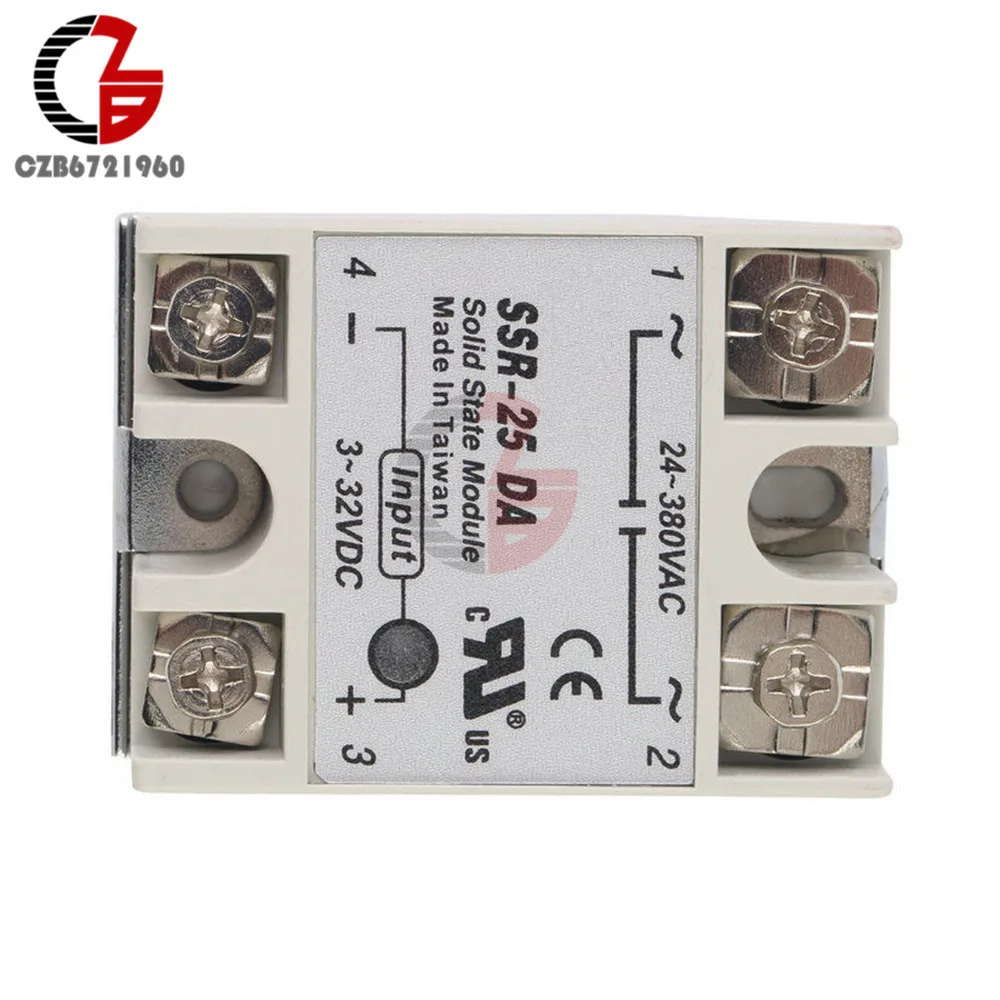 DC-AC твердотельный релейный модуль SSR-25DA 25A 3-32V DC В AC 24-380V SSR переключатель |