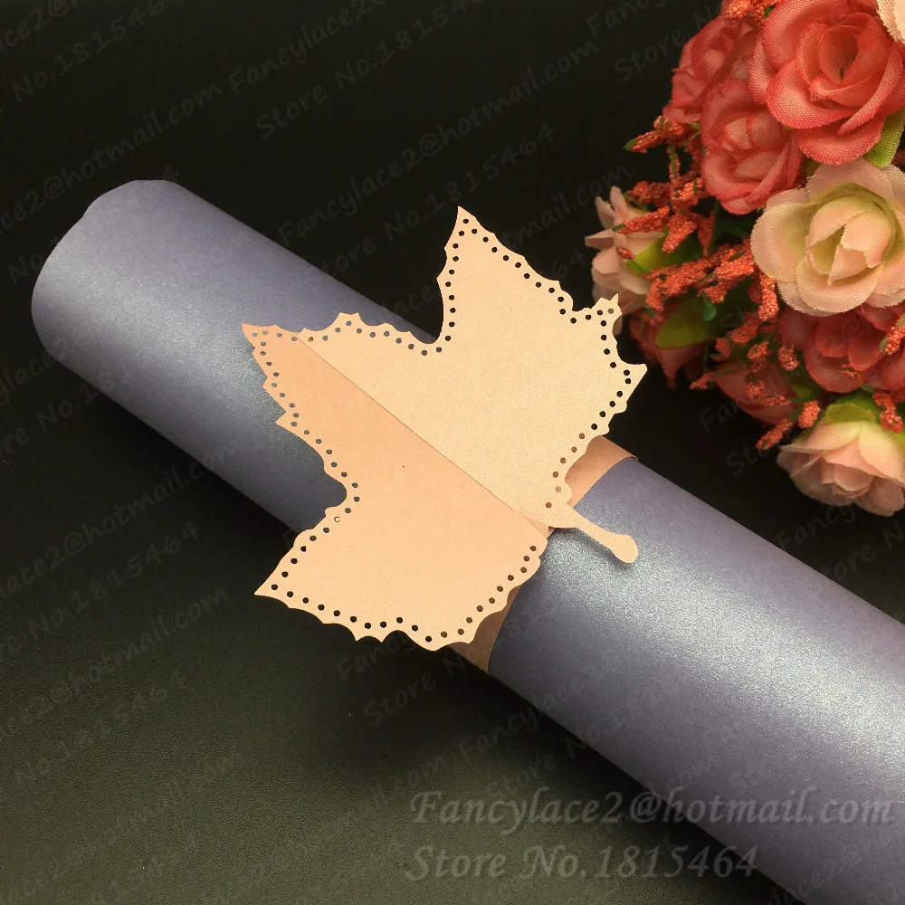 50 шт. Лазерная резка Кольца для салфеток с Кленовым листом вечеринок украшение из