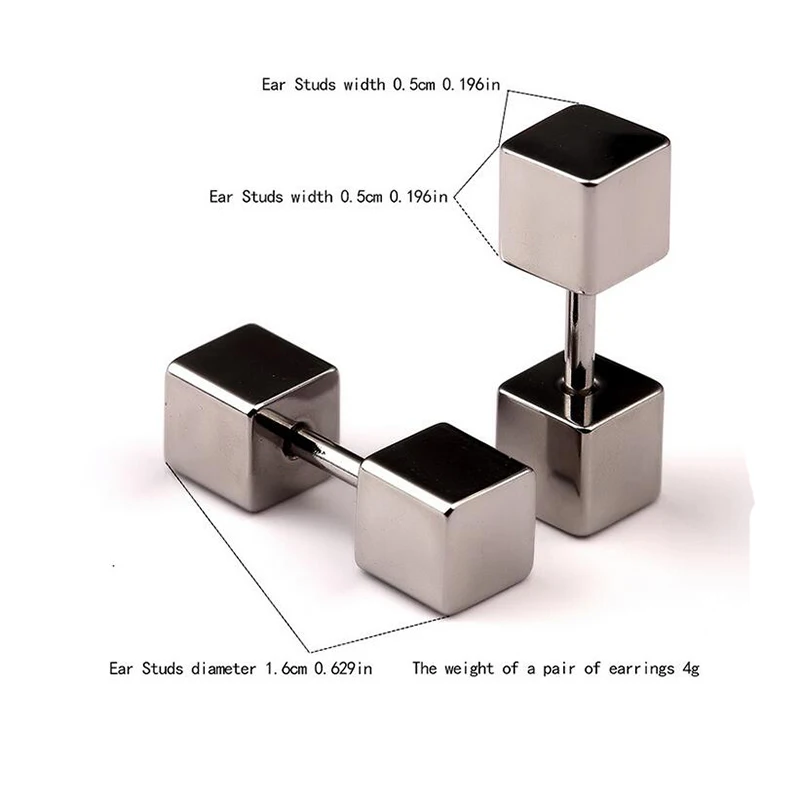 Новые маленькие серьги-гвоздики в стиле хип-хоп Простые Стальные Серьги Черного