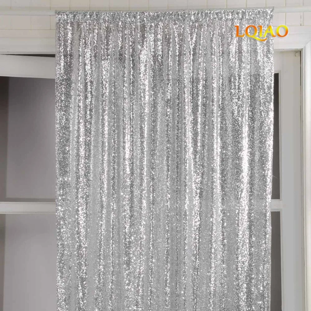 Customize-1pc 120x90 см(WxL) Серебряная занавеска с блестками для украшения вашего дома