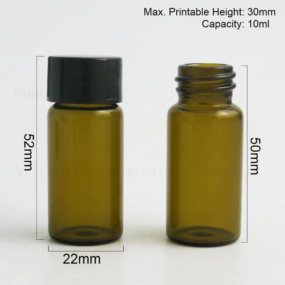 Empty Amber Clear Screw Neck Glass Bottles With Plastic Cap Transparent Brown Vials 1/3oz 10 ml Containers 100pcs | Красота и