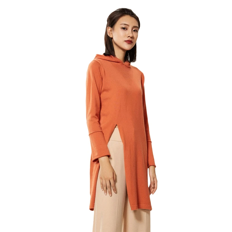 Fashion Sweater Women Long Sleeve Top Knitted Sweaters Pullovers High Split Hem Casual Knitwear Solid Women's Clothing | Женская