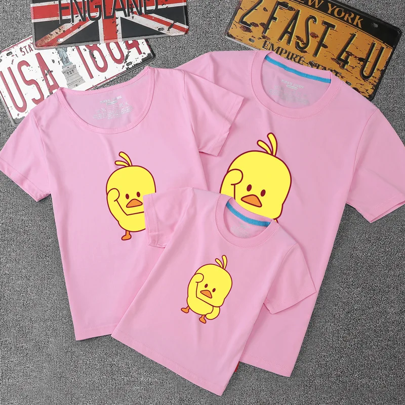 Повседневная футболка с принтом утки для всей семьи модная Одинаковая одежда