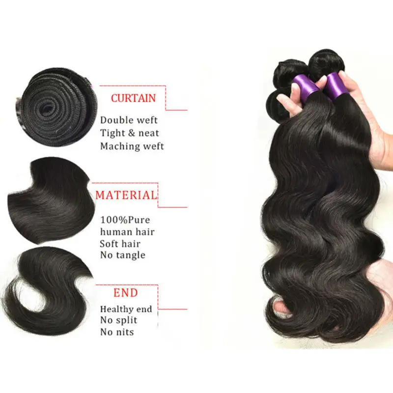 Unice Бразильские Девы Волны Волос на Теле Дешевые Человеческих Плетение онлайн