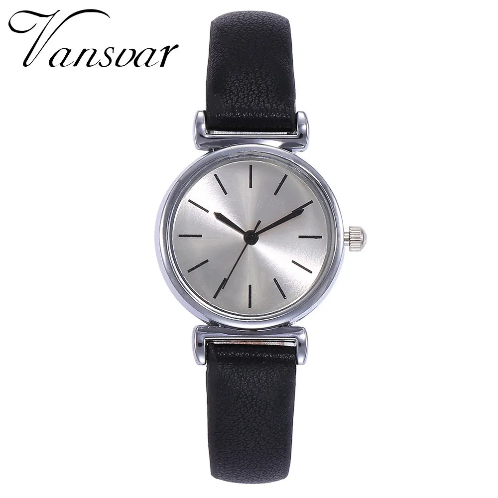 Vansvar модные брендовые сетчатые женские часы кварцевые аналоговые кожаные