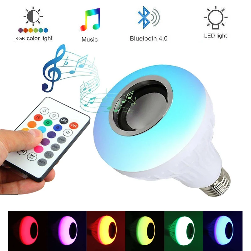 Умная музыкальная Светодиодная лампа RGB E27 с пультом дистанционного управления