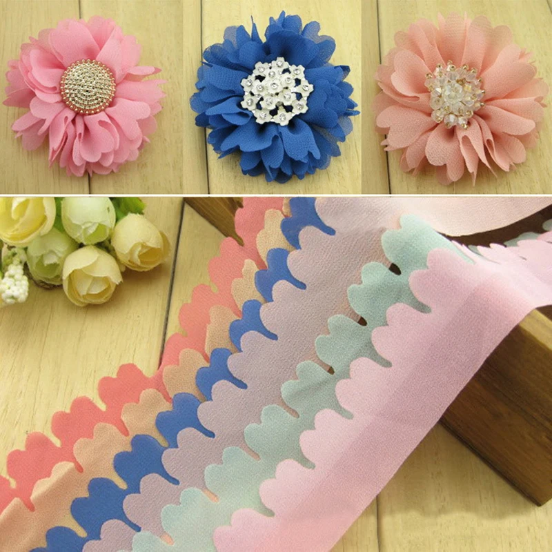 1 М Длина 3 см Ширина Лепестка Шифона Кружева Лента Обрезать DIY Ремесло Материалы