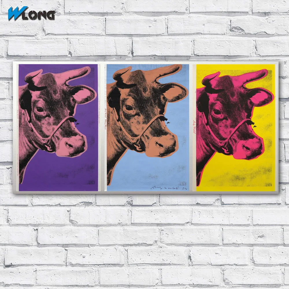 Большой размер печати масляной живописи Красочные Корова andy warhol wall art Холст Печатает фотографии для гостиной и спальни No Frame