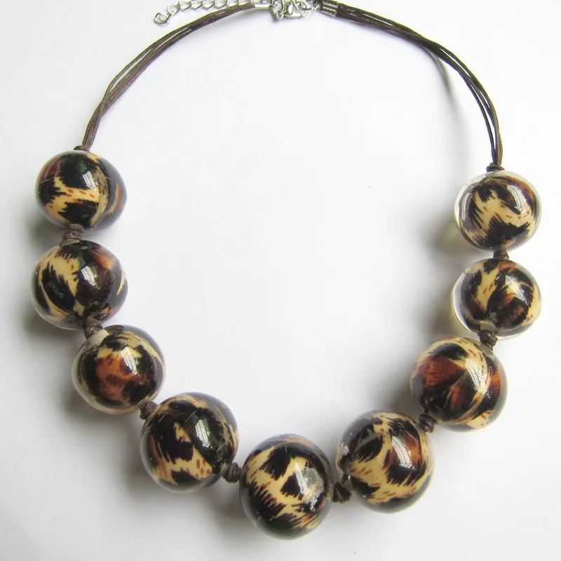 Женское Ожерелье с леопардовым принтом подходит для всех сезонов|bead necklace|large bead
