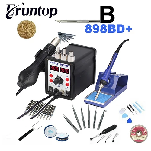 Горячая 2 в 1 YIHUA 898BD+ SMD Электрический паяльник и тепловая фена паяльная сварочная станция - Цвет: B