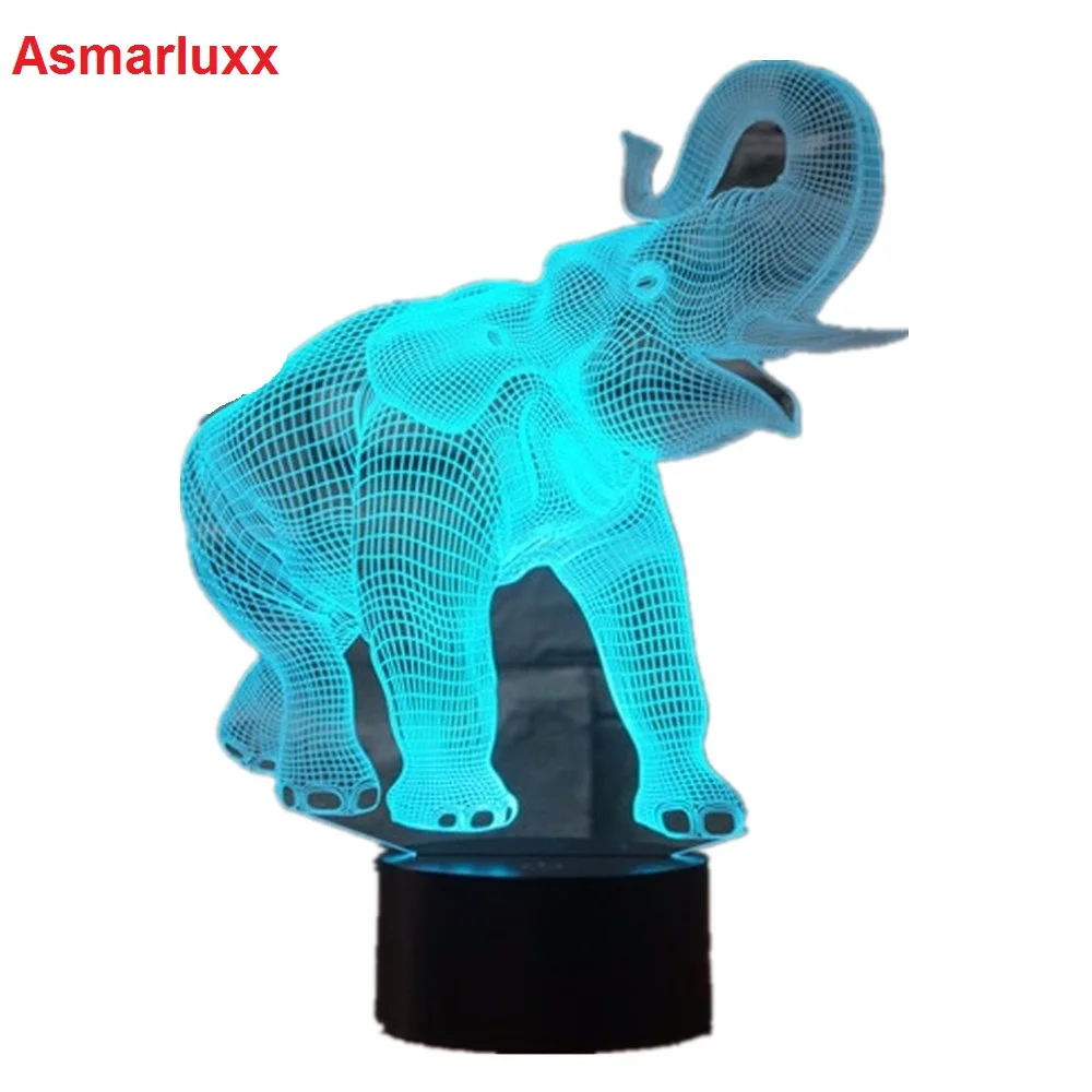 Светодиодная 3d лампа Happy Elephant с изменением цветов ночсветильник USB для спальни