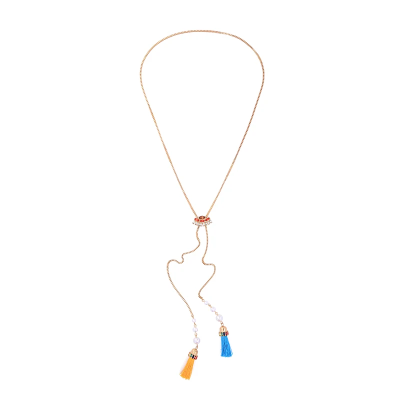 Ethnic Colorful Women Adjustable Chain Long Necklaces 2019 Aliexpress Fashion Tassel Pendant Necklace Bohemian Jewelry | Украшения и