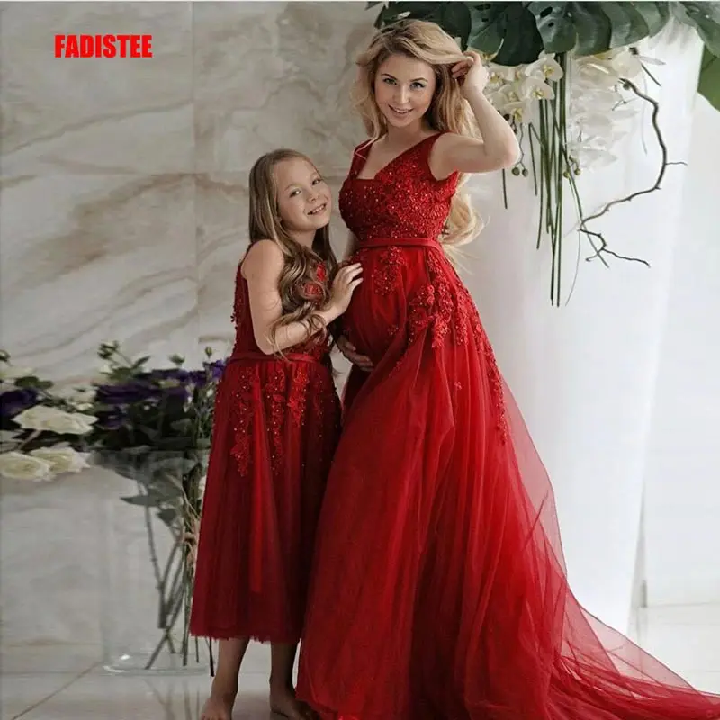 FADISTEE/Новое поступление; платье для выпускного вечера; Vestido de Festa; роскошное длинное платье с высокой талией для маленьких девочек; платье с цветочным узором для беременных женщин; комплект из 2 предметов