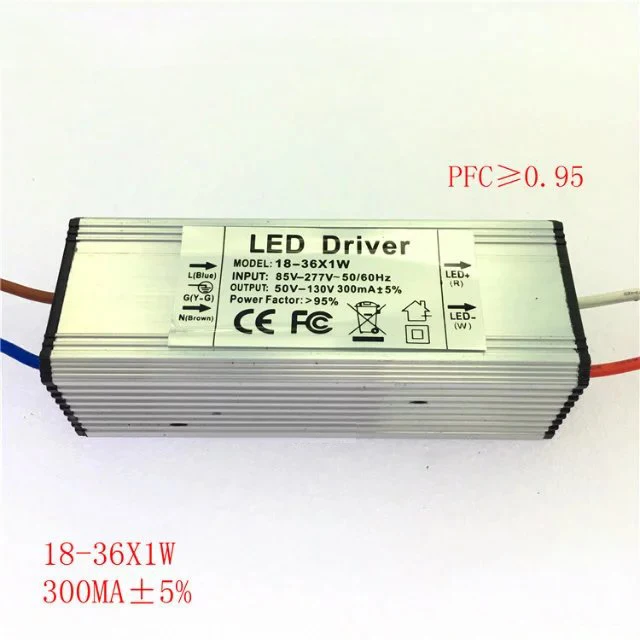 

85-277V 300mA 350mA 6-10x1w 12-20x1w 18-36x1W Lighting Transformer LED Driver Adapter Power Supply