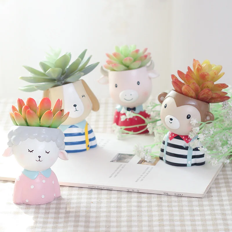 

Roogo Succulent Plant Pot Animal Head Flower Pot Flower Planter Home Garden Bonsai Planter Birthday Gift Ideas Home Decoration
