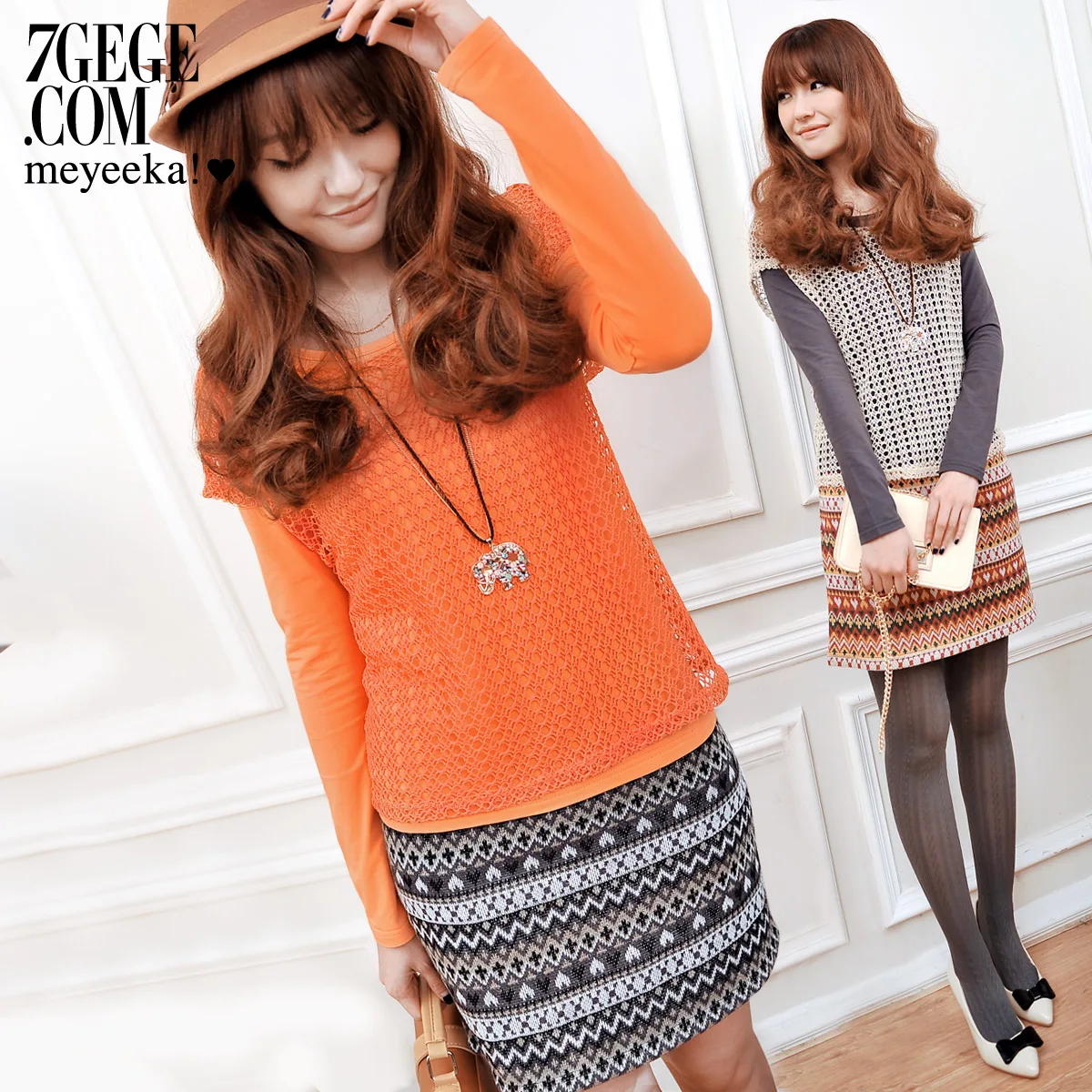 

Honey card 2013 spring slim twinset long-sleeve knitted basic one-piece dress 13kb051001f