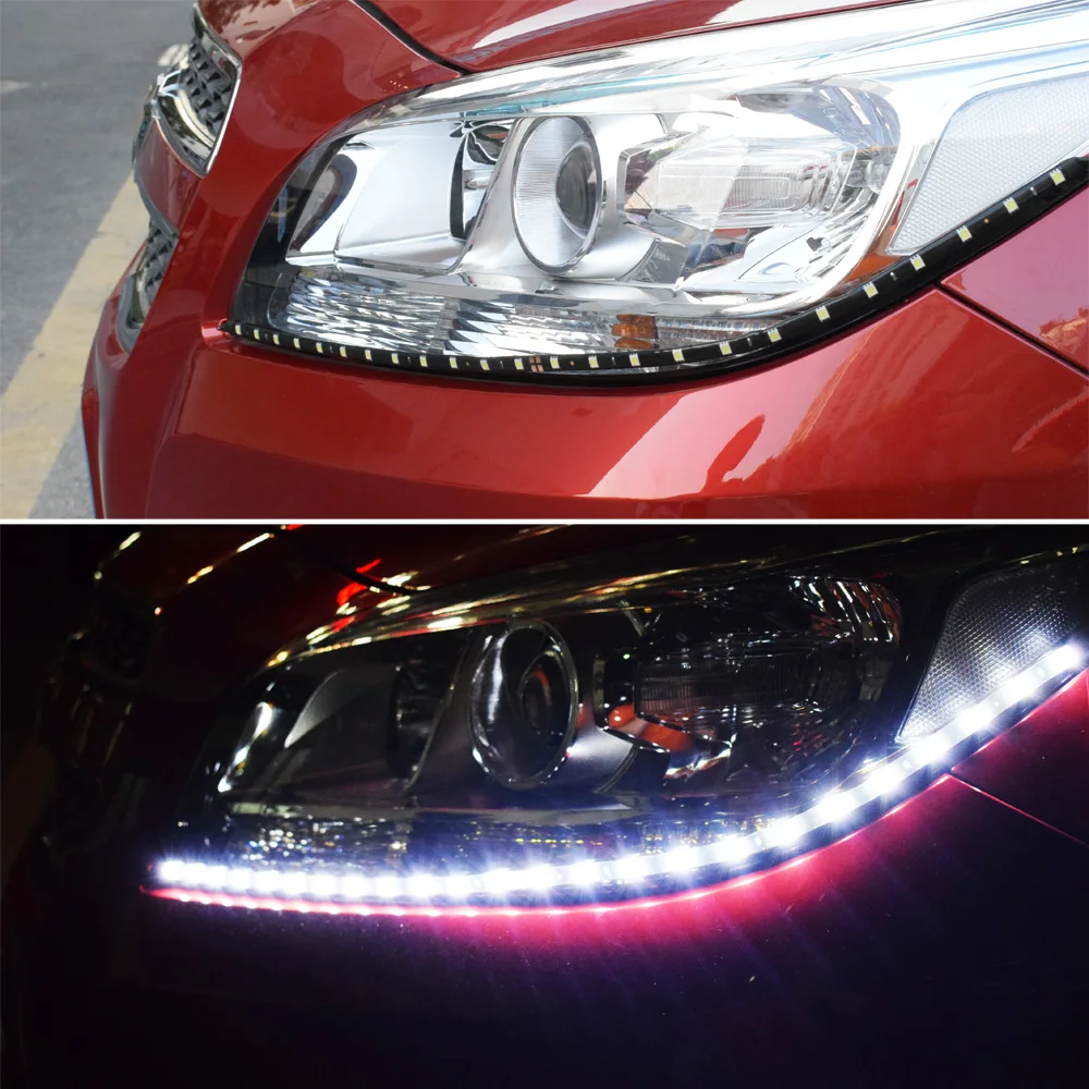 Rygaoan 2 шт. 60 см 5050 SMD 24 LED DRL Парковка автомобиля укладки гибкие светодиодные