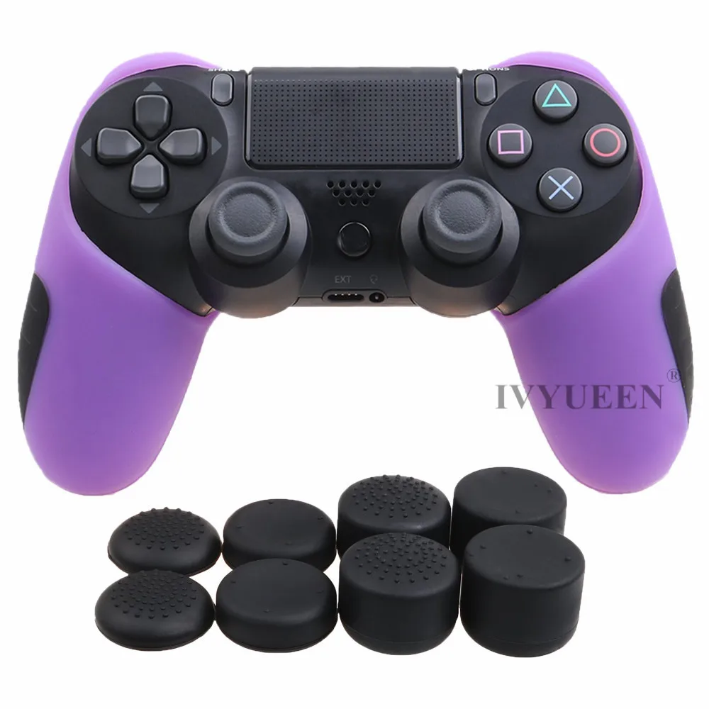 IVYUEEN Толстая Половина кожи для playstation Dualshock 4 PS4 Pro тонкий контроллер силиконовый чехол с 8 колпачками