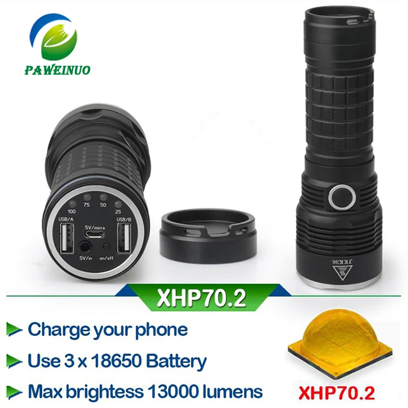Светодиодный фонарик 29 Вт XHP70.2 супер яркий 3*18650 аккумулятор xhp70 полицейский