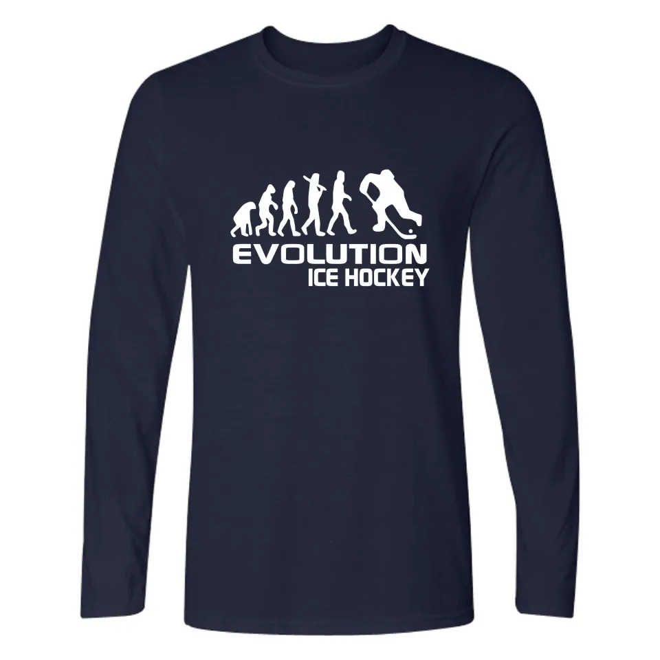 Мужская футболка с длинным рукавом Evolution Of Ice Hockeyer базовая на весну и осень