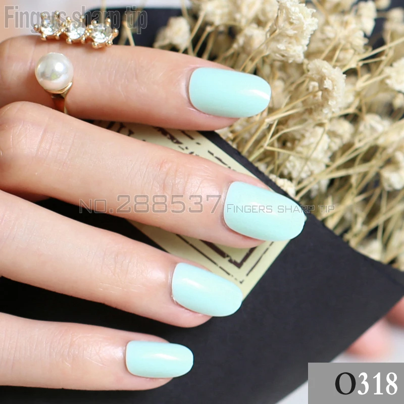 24 шт. новый продукт распродажа длинные маленькие круглые накладные ногти мятного