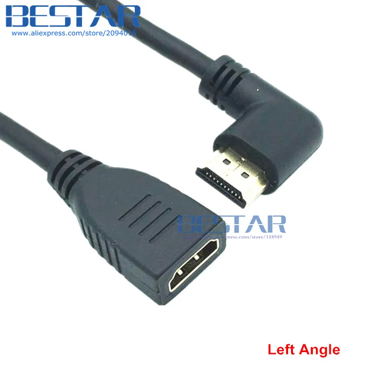 С крышкой вверх/вниз левый и правый угол HDMI 2,0 A male к женскому 4K* 2k 60Hz HD HDMI 2,0 v угол кабель-удлинитель для HDMI2.0 15 см 60 см 1,8 м 6FT 2FT - Цвет: Left