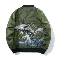 2022 spring mens whale embroidery casual stand collar jackets men fashion high street large size slim thin section mens jacket