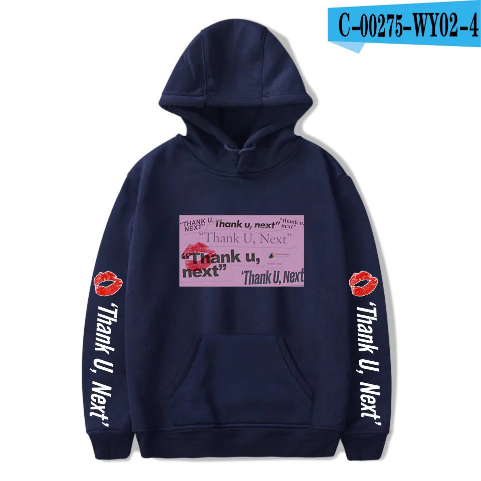 Navy blue Новинка, худи Ариана Гранде для мужчин/женщин,, модная повседневная хлопковая белая толстовка с капюшоном Ариана Гранде, толстовки размера плюс - Цвет: Navy blue