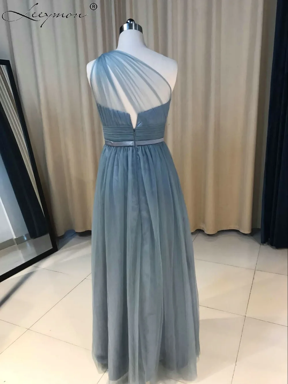 New A-line Dark Gray 3 Styles Halter Tulle Long Bridesmaid Dresses Zipper Back Dress For Ladies Custom Made | Свадьбы и торжества